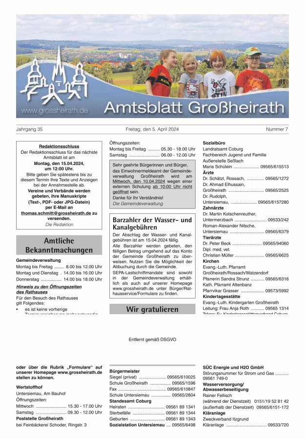 Amtsblatt Großheirath Titelblatt 07/2024