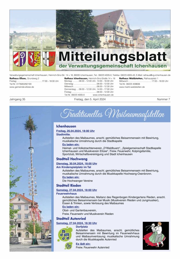 Mitteilungsblatt der Verwaltungsgemeinschaft Ichenhausen Titelblatt 07/2024