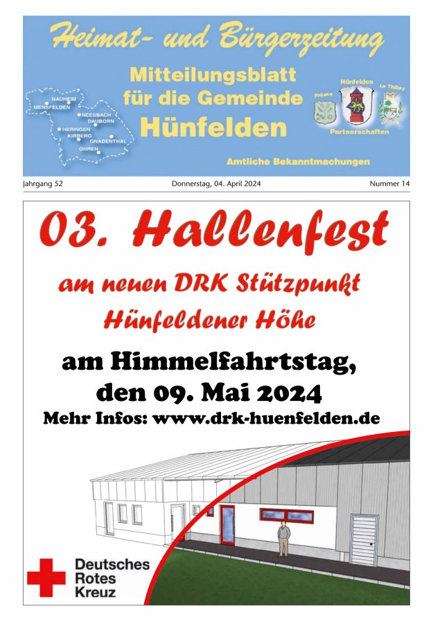 Mitteilungsblatt für die Gemeinde Hünfelden Titelblatt 14/2024