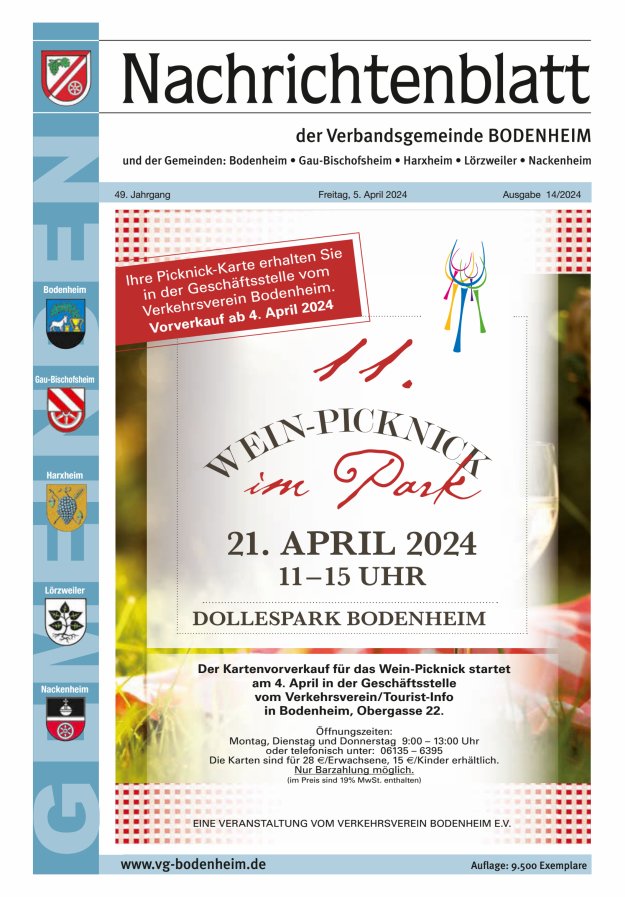 Nachrichtenblatt der VG Bodenheim              Titelblatt 14/2024