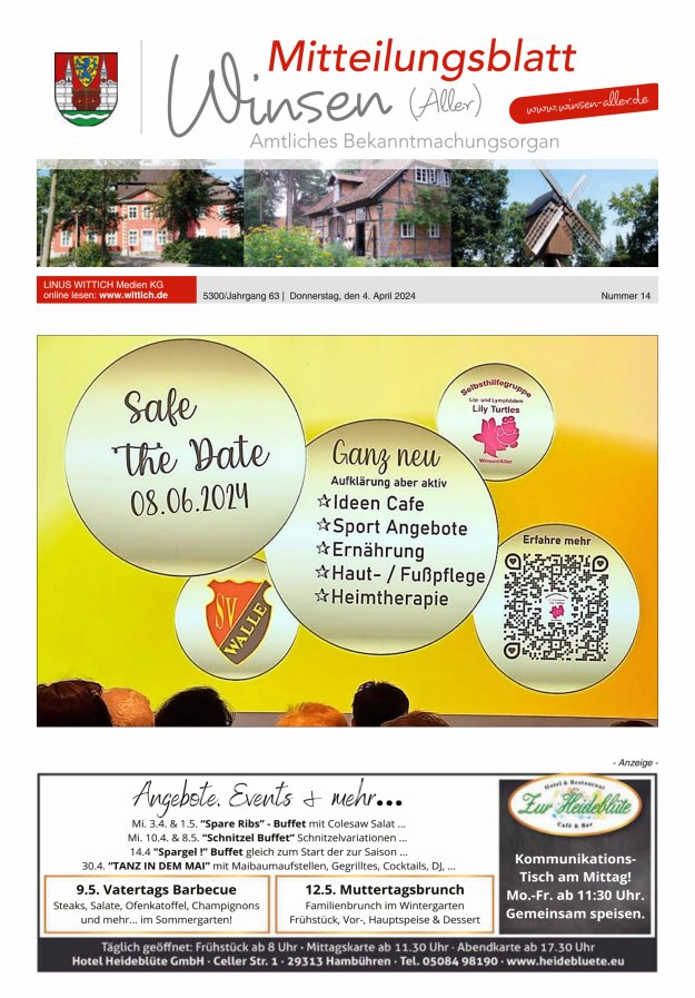 Mitteilungsblatt der Gemeinde Winsen Titelblatt 14/2024