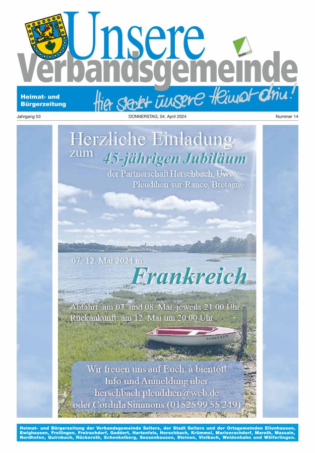 Unsere Verbandsgemeinde Selters Ww Titelblatt 14/2024