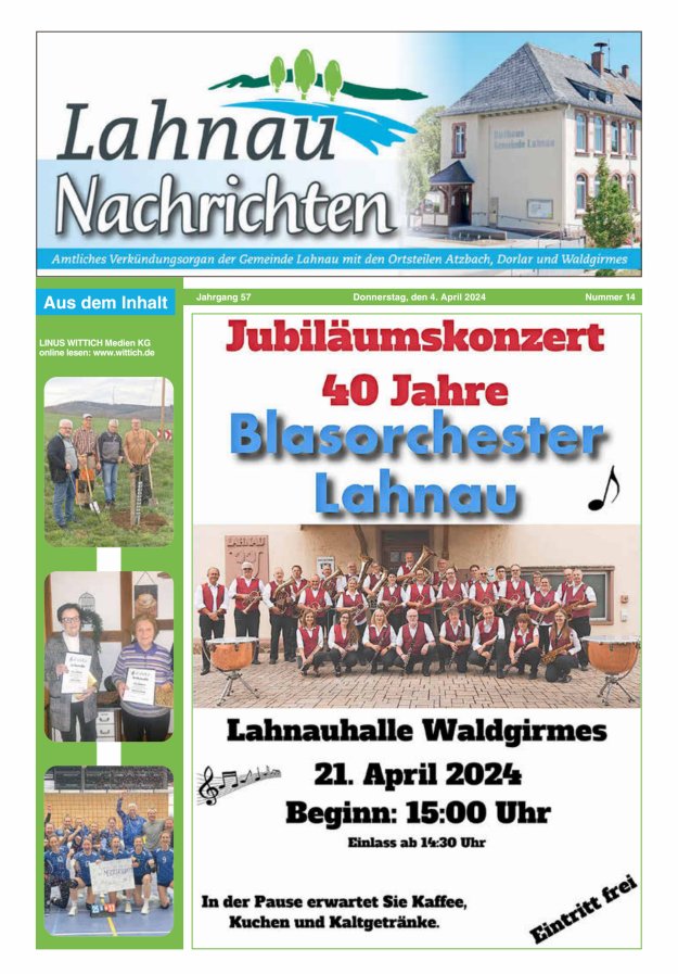 Lahnau Nachrichten Titelblatt 14/2024