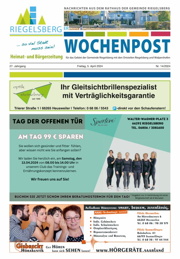 Riegelsberger Wochenpost Titelblatt 14/2024