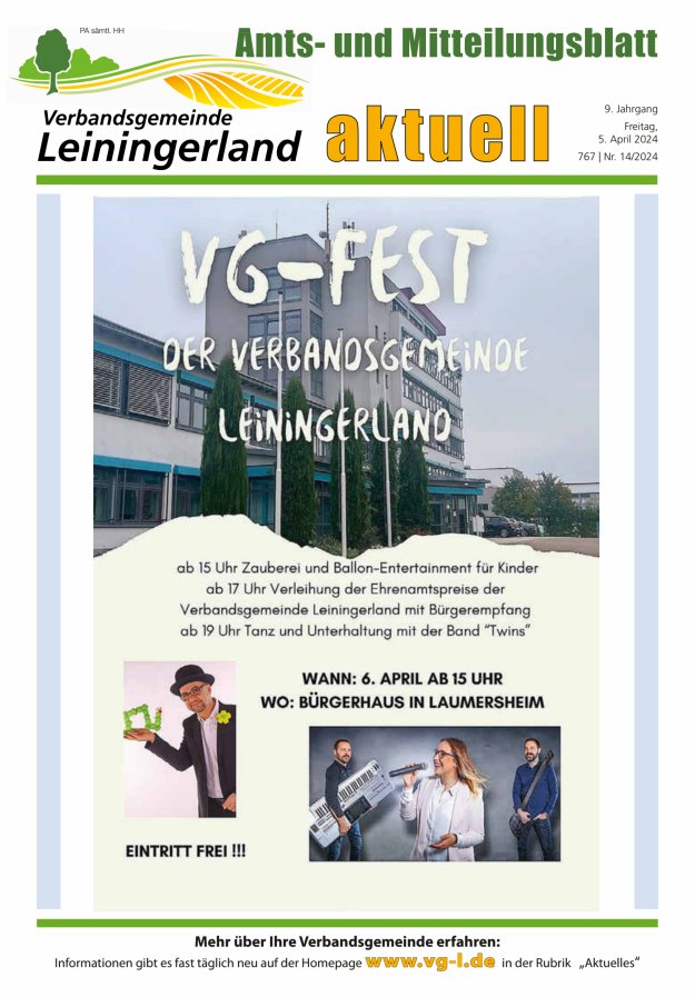 VG Leiningerland aktuell Titelblatt 14/2024