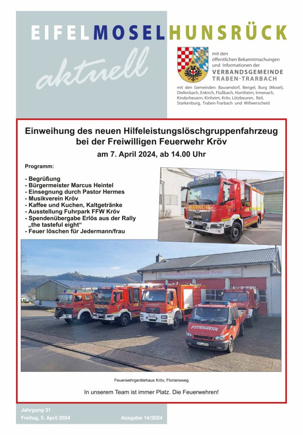 Eifel-Mosel-Hunsrück aktuell VG Traben-Trarbach Titelblatt 14/2024