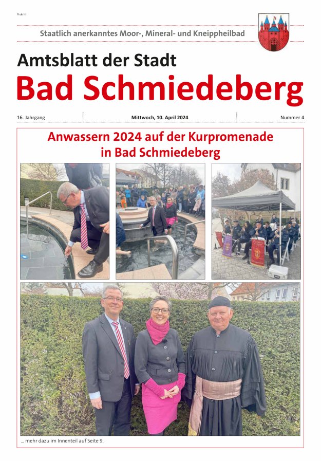 Amtsblatt der Stadt Bad Schmiedeberg Titelblatt 04/2024