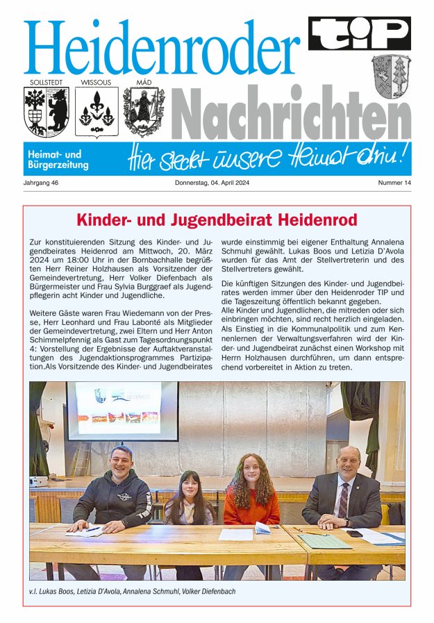 "tip" Heidenroder Nachrichten Titelblatt 14/2024