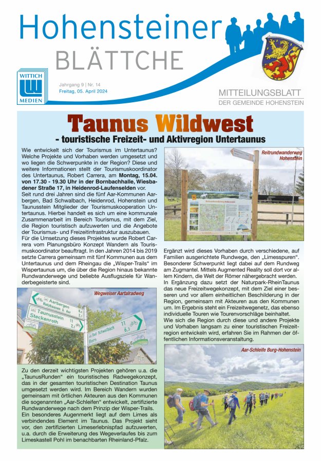 Hohensteiner Blättche Titelblatt 14/2024