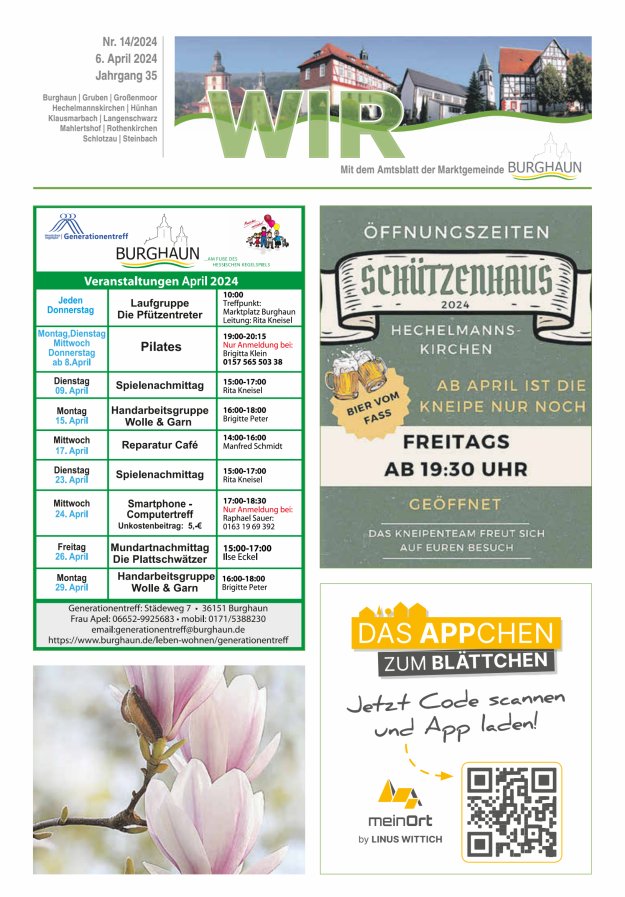 WIR - mit Amtsblatt der Marktgemeinde Burghaun Titelblatt 14/2024
