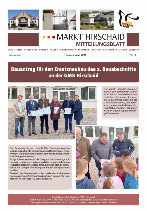 Mitteilungsblatt Markt Hirschaid Titelblatt 14/2024