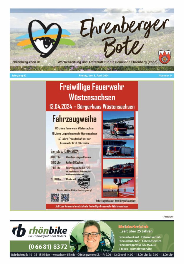 Ehrenberger Bote Titelblatt 14/2024