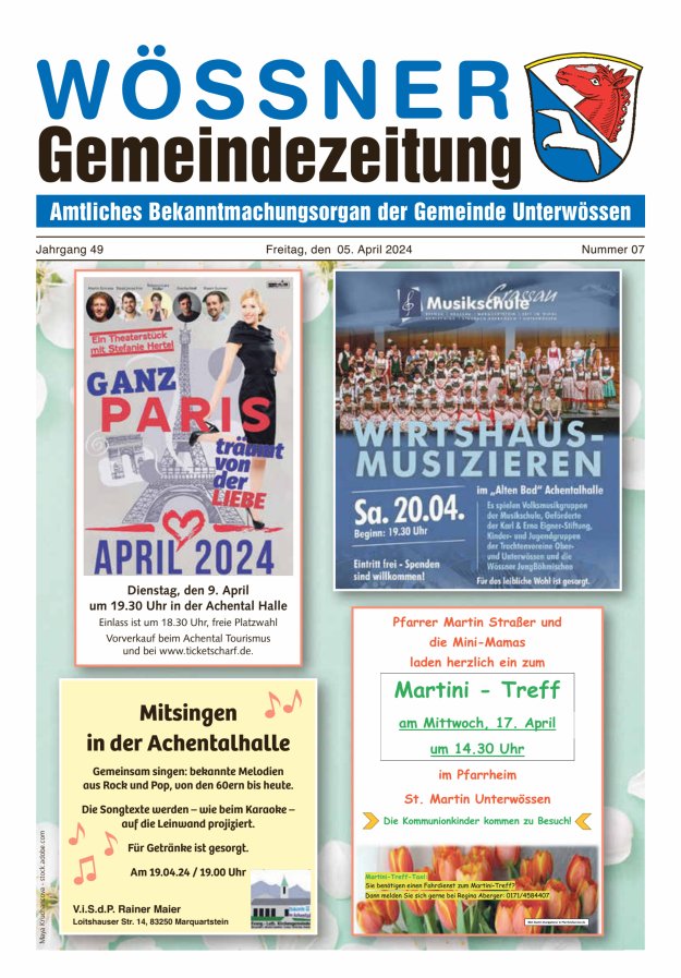 Wössner Gemeindezeitung Amtliches Bekanntmachungsorgan der Gemeinde Unterwössen Titelblatt 07/2024