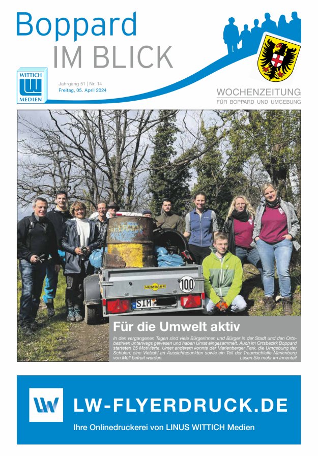 Boppard im Blick - Heimatzeitung für die Stadt Boppard Titelblatt 14/2024