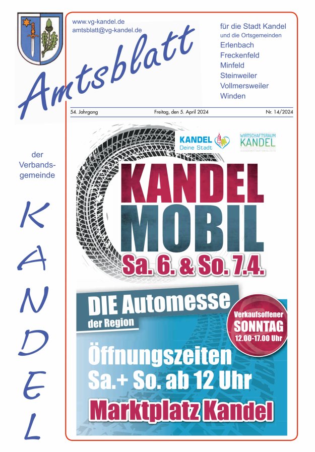 Amtsblatt VG Kandel Titelblatt 14/2024