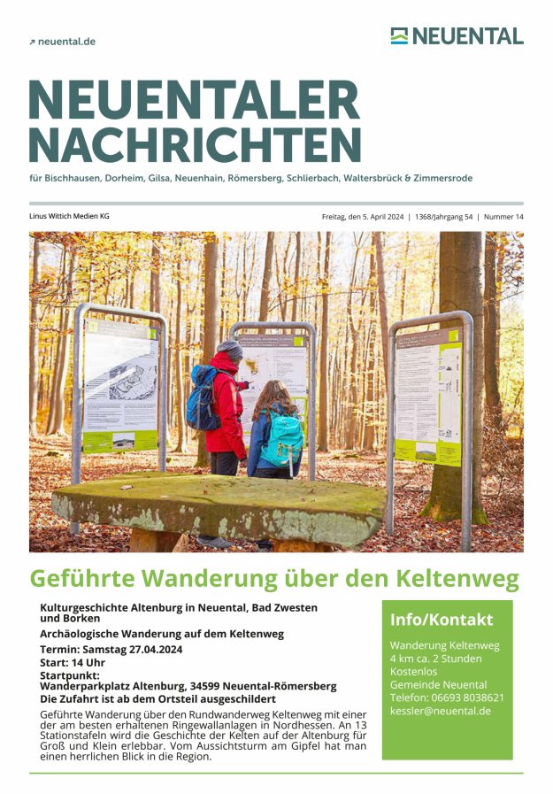 Neuentaler Nachrichten Titelblatt 14/2024