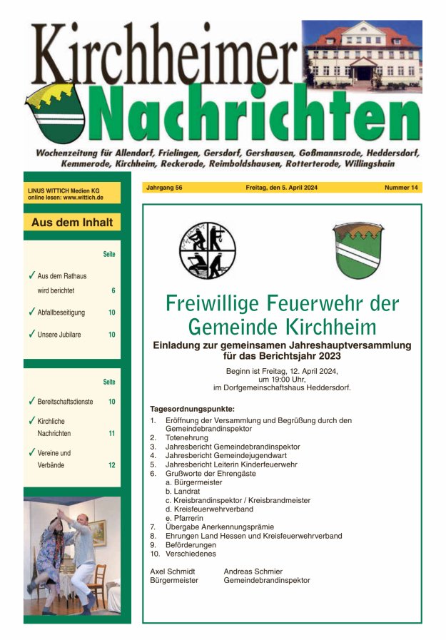 Kirchheimer Nachrichten Titelblatt 14/2024