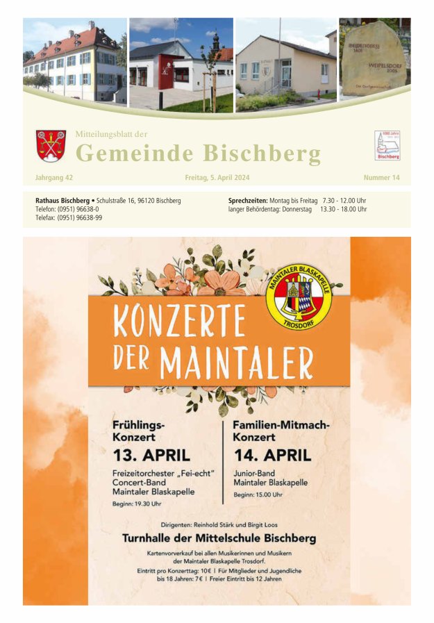 Mitteilungsblatt der Gemeinde Bischberg Titelblatt 14/2024