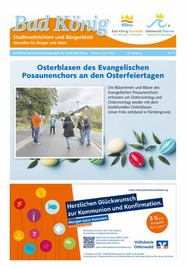 Bad Königer Stadtnachrichten und Badeblatt Titelblatt 14/2024
