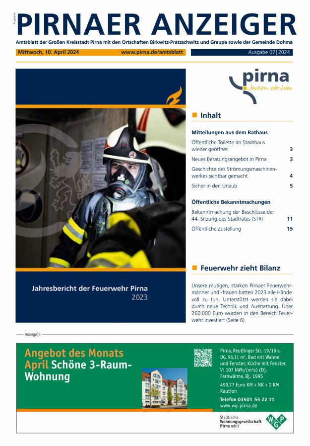 Pirnaer Anzeiger Titelblatt 08/2024