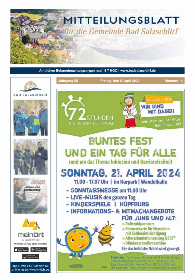 Amtliches Bekanntmachungsorgan der Gemeinde Bad Salzschlirf Titelblatt 14/2024