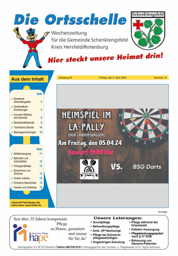 Die Ortsschelle Titelblatt 14/2024