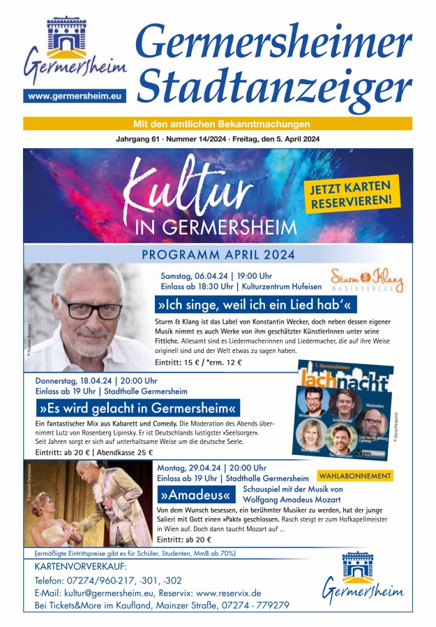 Germersheimer Stadtanzeiger Titelblatt 14/2024