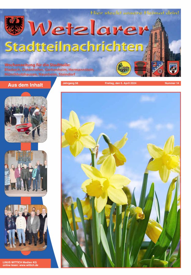 Wetzlarer Stadtteilnachrichten Titelblatt 14/2024