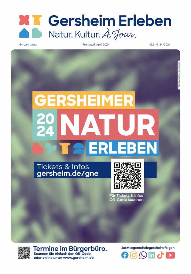 Bekanntmachungsblatt der Gemeinde Gersheim Titelblatt 14/2024