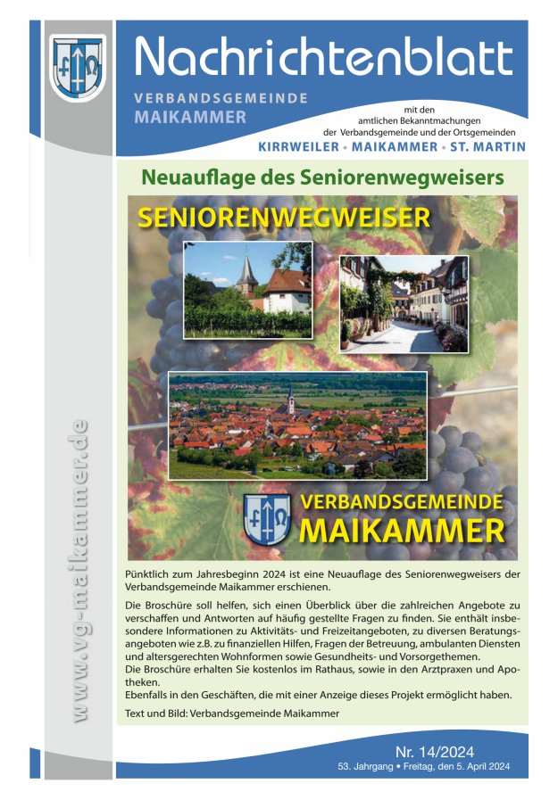 Nachrichtenblatt VG Maikammer Titelblatt 14/2024