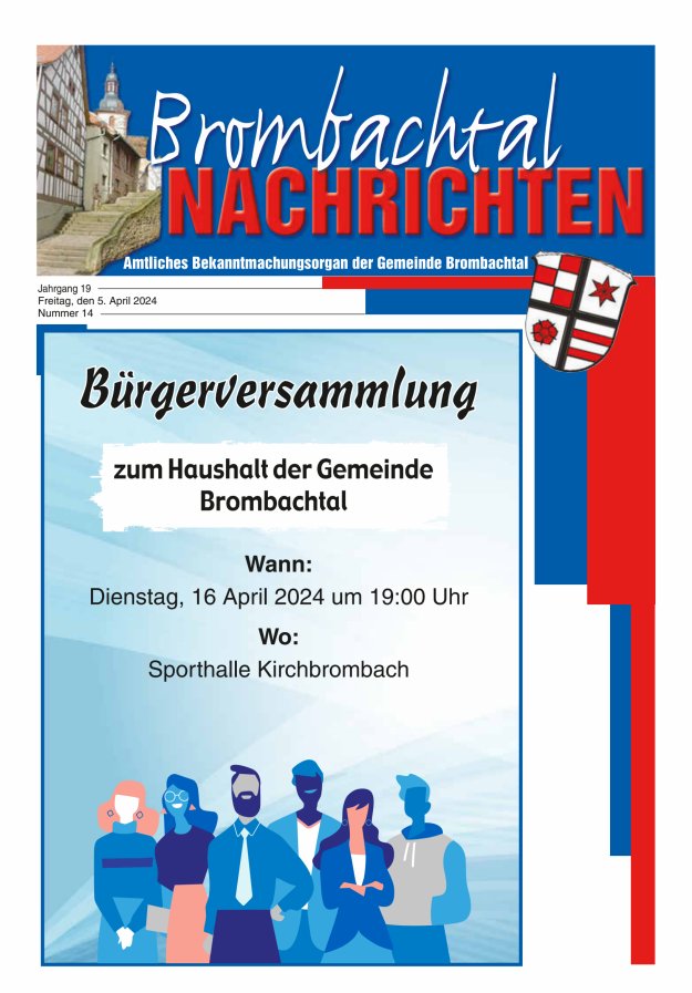 Brombachtal-Nachrichten Amtsblatt der Gemeinde Brombachtal Titelblatt 14/2024