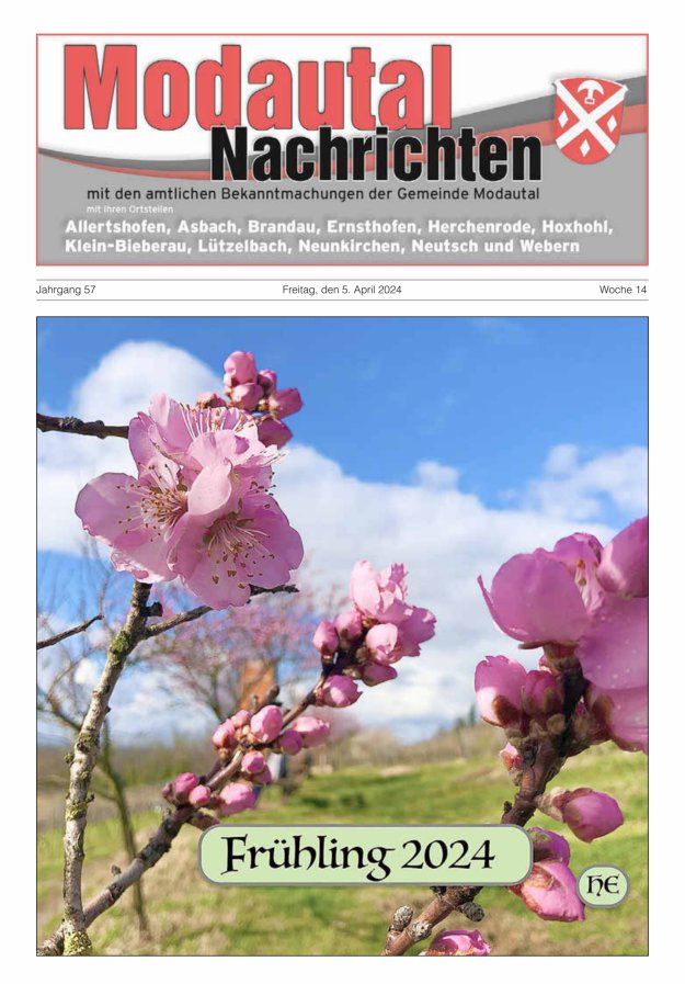 Modautal-Nachrichten Titelblatt 14/2024
