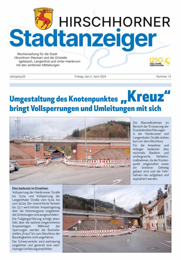 Hirschhorner Stadtanzeiger Titelblatt 14/2024