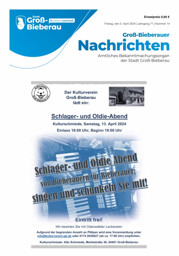Groß-Bieberauer Nachrichten Titelblatt 14/2024