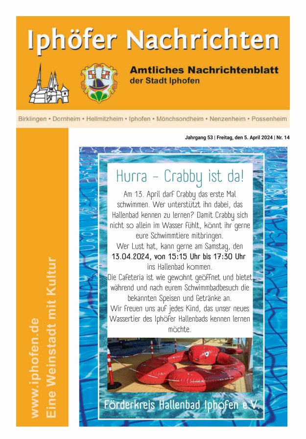 Iphöfer Nachrichten Titelblatt 14/2024