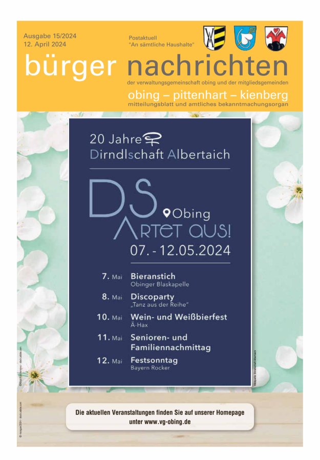Bürger Nachrichten Obing Pittenhart Kienberg Titelblatt 15/2024