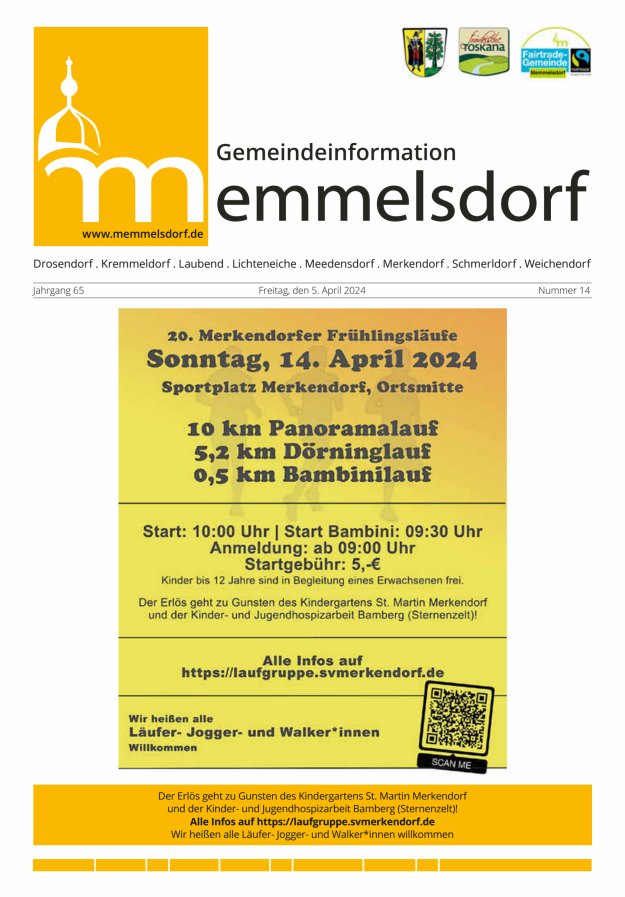 Mitteilungsblatt der Gemeinde Memmelsdorf Titelblatt 14/2024