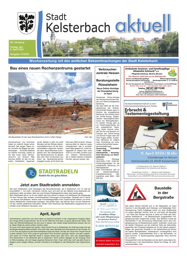 Kelsterbach aktuell Titelblatt 14/2024