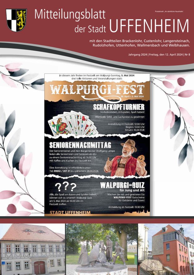 Mitteilungsblatt der Stadt Uffenheim Titelblatt 08/2024