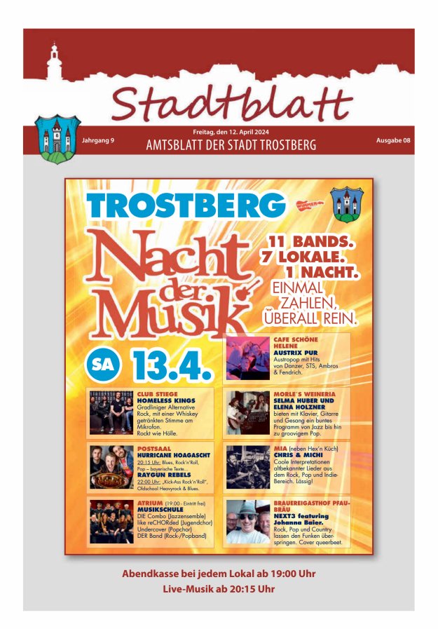 Stadtblatt Trostberg an der Alz Titelblatt 08/2024