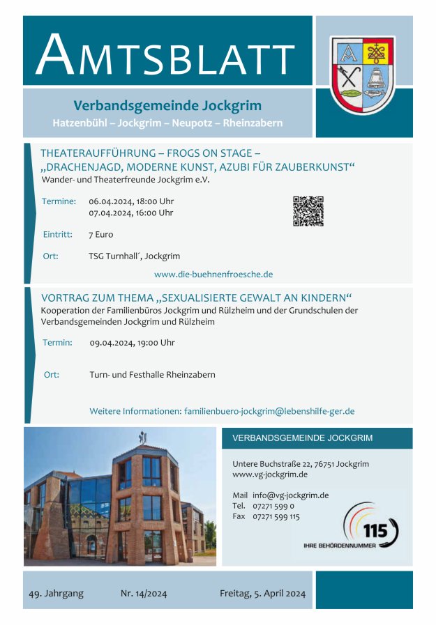 Amtsblatt VG Jockgrim Titelblatt 14/2024