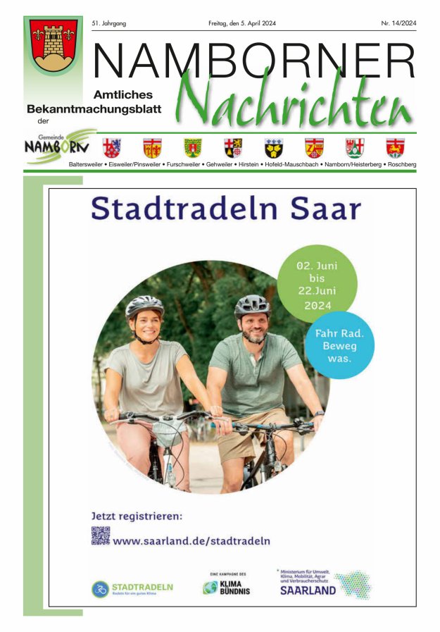 Namborner Nachrichten Titelblatt 14/2024
