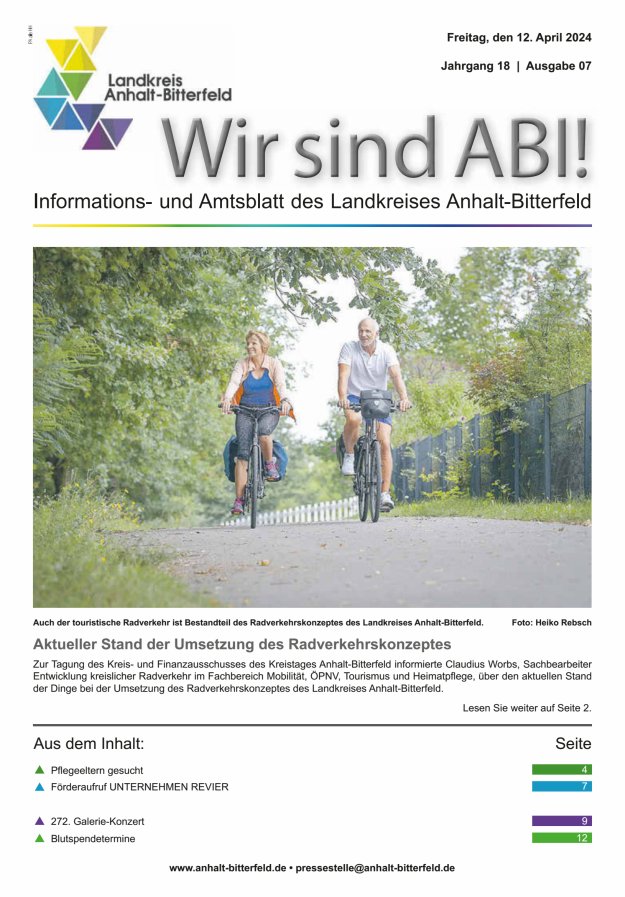 Informations- und Amtsblatt des LK Anhalt-Bitterfeld Titelblatt 07/2024