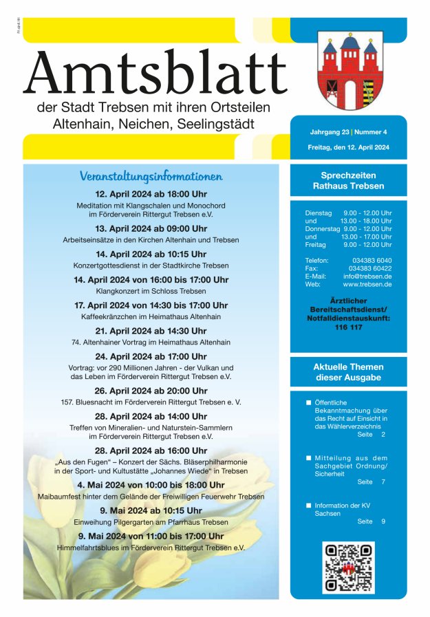 Stadtjournal der Stadt Trebsen mit ihren Ortsteilen Titelblatt 04/2024
