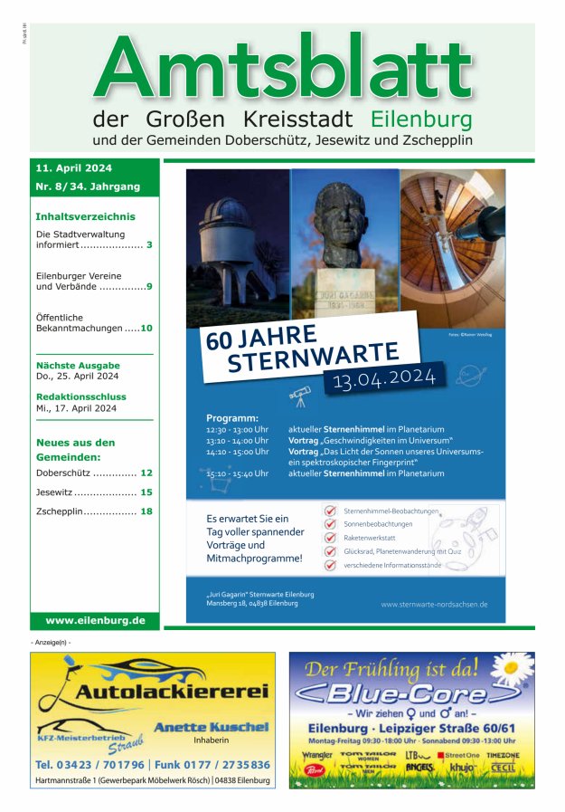 Muldespiegel und Amtsblatt der Großen Kreisstadt Eilenburg und der Gemeinden Titelblatt 08/2024