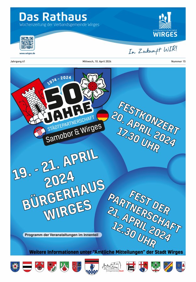 Das Rathaus - Informationen für die Bürger in der VG Wirges Titelblatt 15/2024