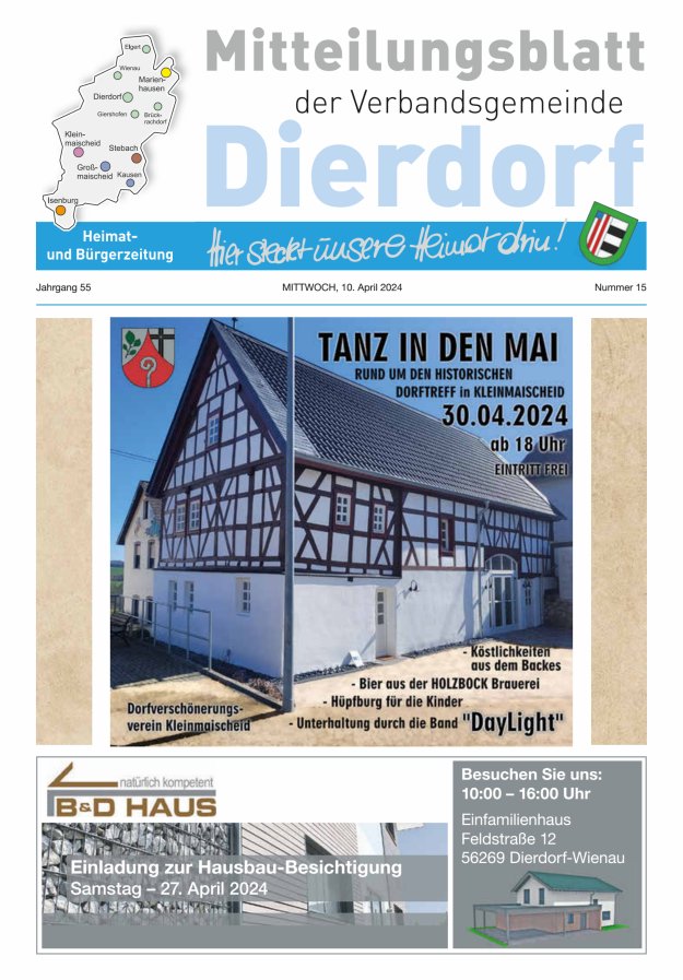 Mitteilungsblatt der Verbandsgemeinde Dierdorf Titelblatt 15/2024