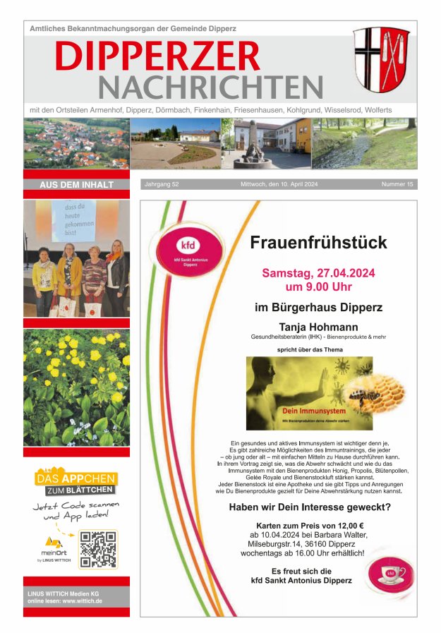 Dipperzer Nachrichten Titelblatt 15/2024