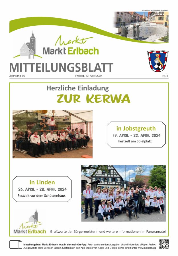 Mitteilungsblatt Markt Erlbach Titelblatt 08/2024