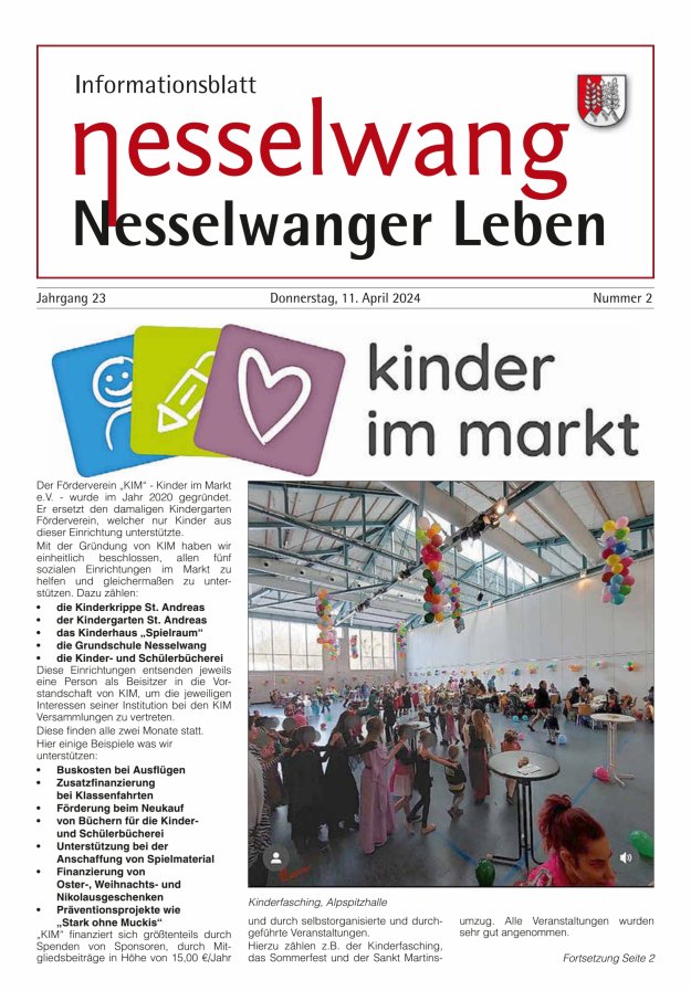 Nesselwanger Leben - Informationsblatt Titelblatt 02/2024